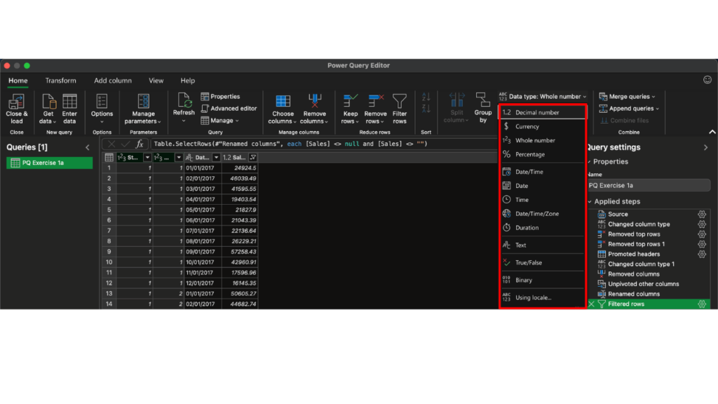 Power Query - Defining Data Types