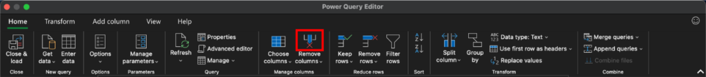 Power Query - Removing columns