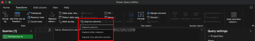 Power Query - Unpivot columns